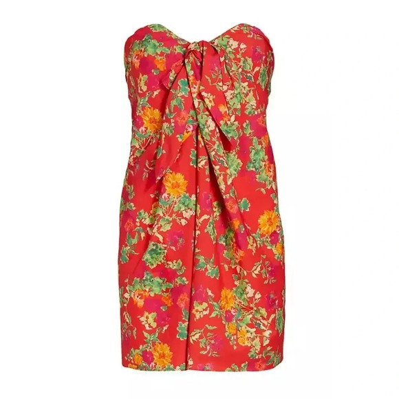 $420 Caroline Constas Kaia Strapless Bustier Mini Dress Red Radiant Flor… - Picture 8 of 16